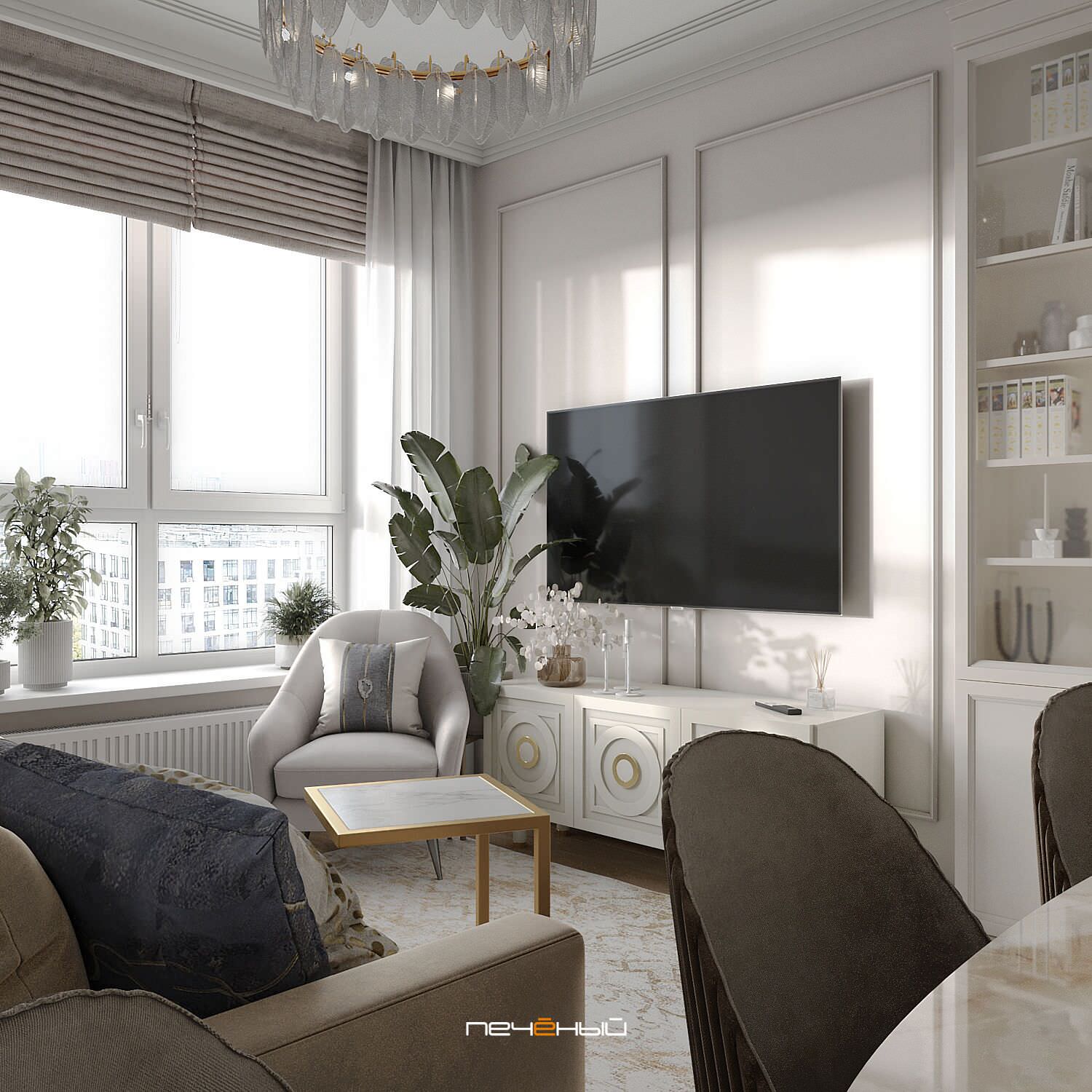 2024 Дизайн 3-х комн. квартиры в стиле неоклассика, 79 м², ЖК КутузовGRAD II