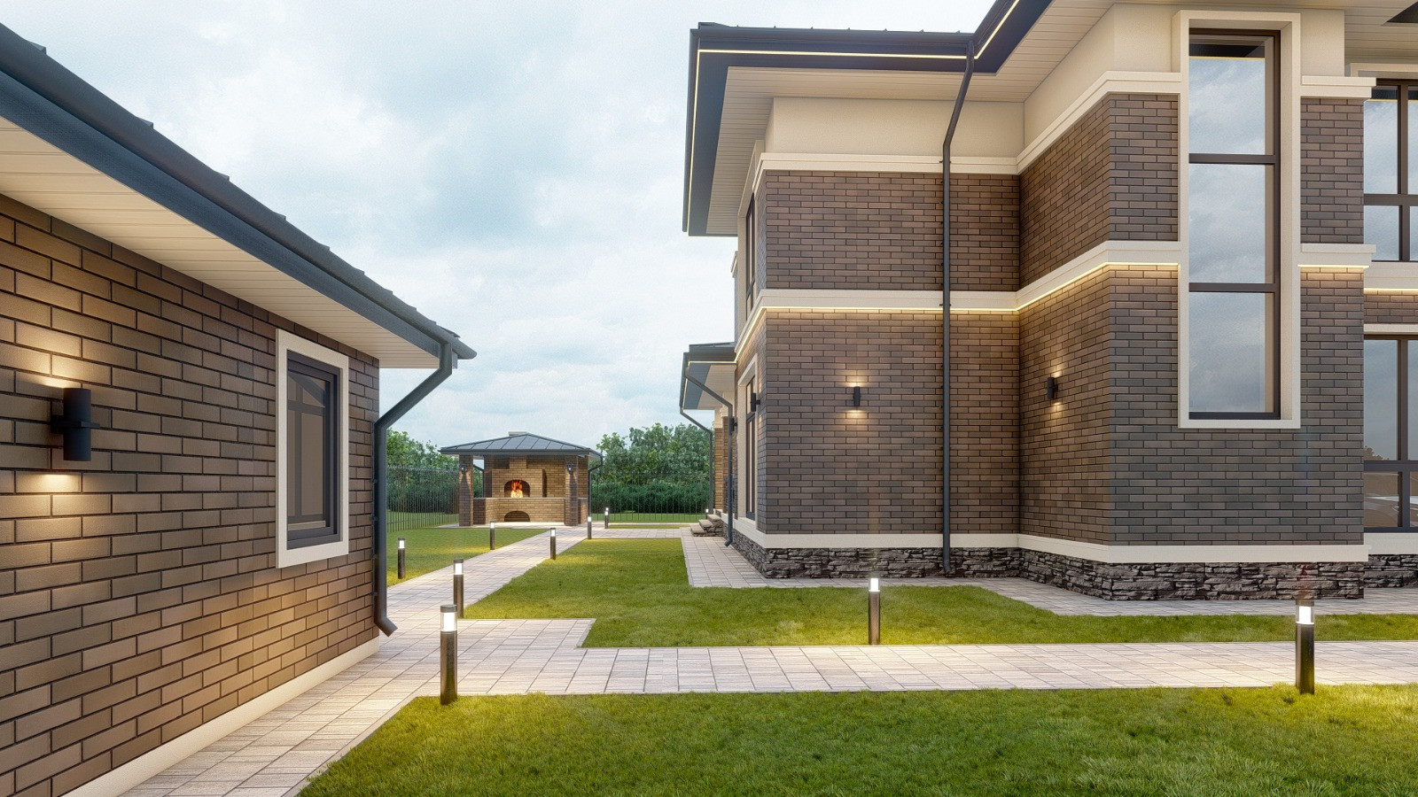 Проект двухэтажного дома в стиле Райта 265 кв.м