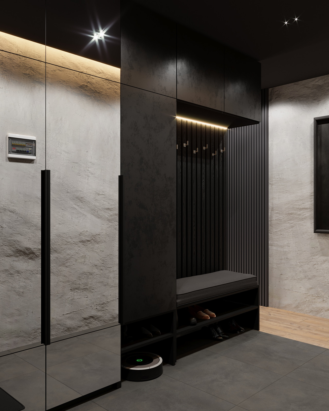 Брутальная квартира с элементами минимализма 65