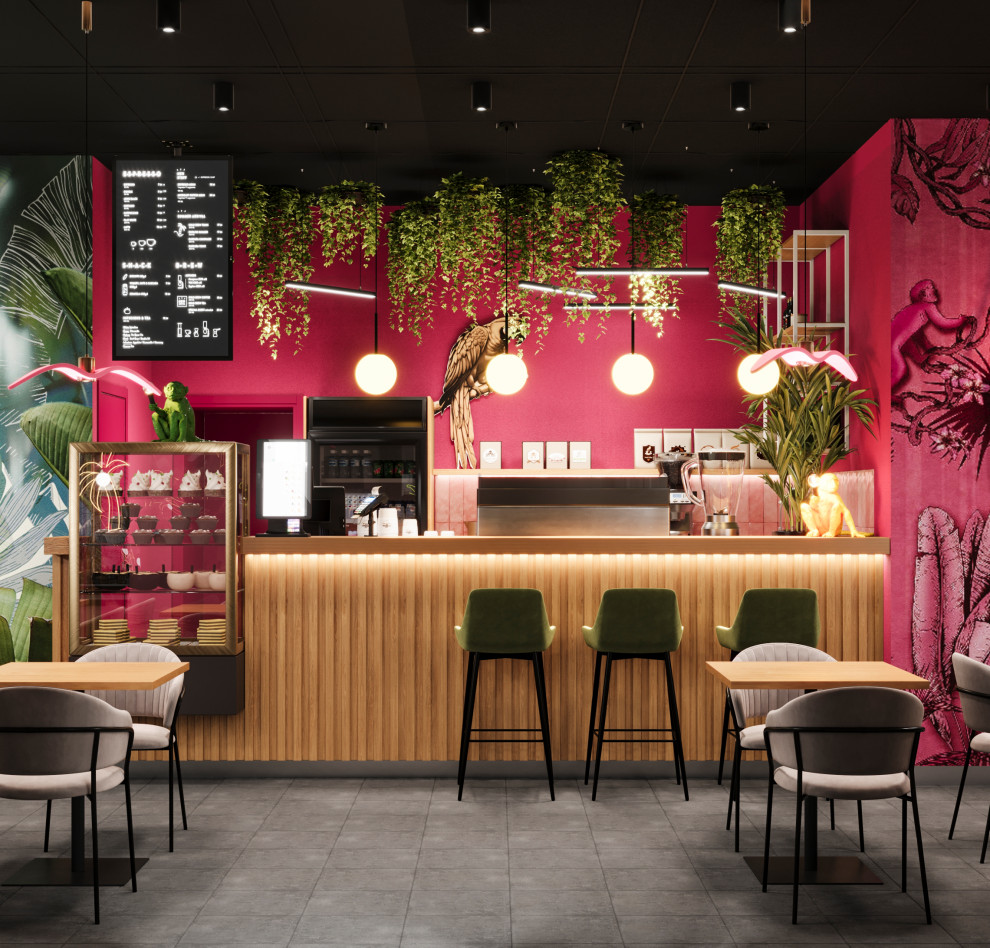 Обложка проекта: Кофейня в тропическом стиле. Проект