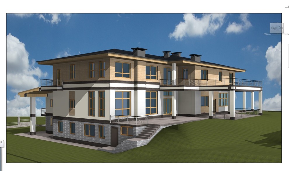 Дом на рельефе в стиле Райта