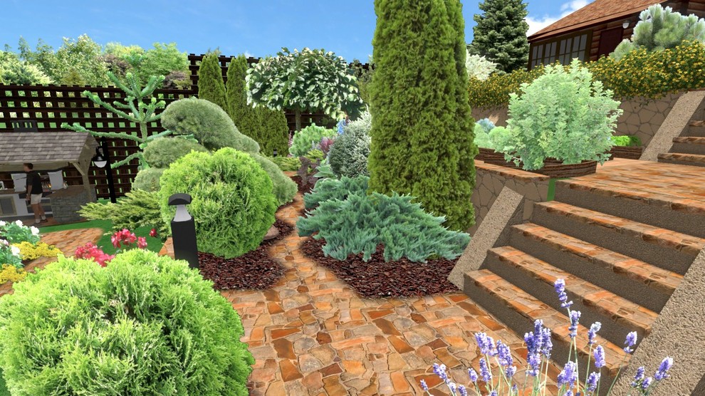 Ландшафтный дизайн участка на склоне