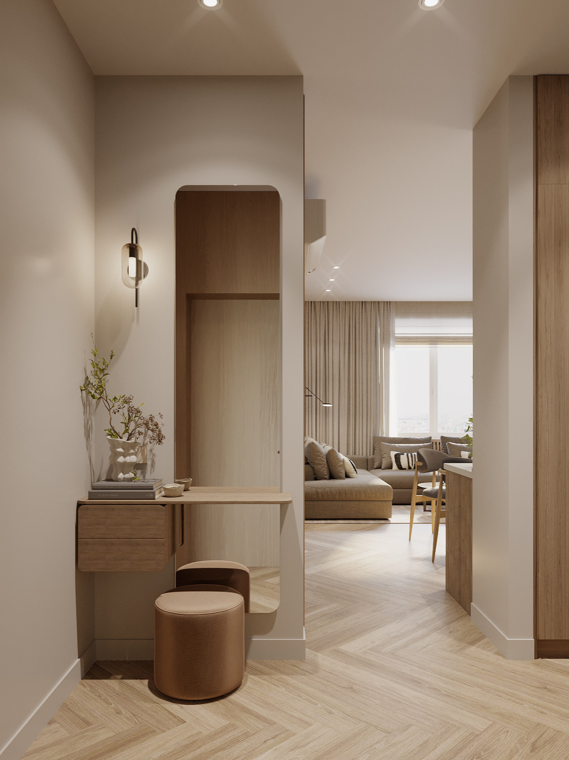 Обложка проекта: Soft-минимализм в монохромном интерьере трехкомнатной квартиры /ЖК "Балтийский"