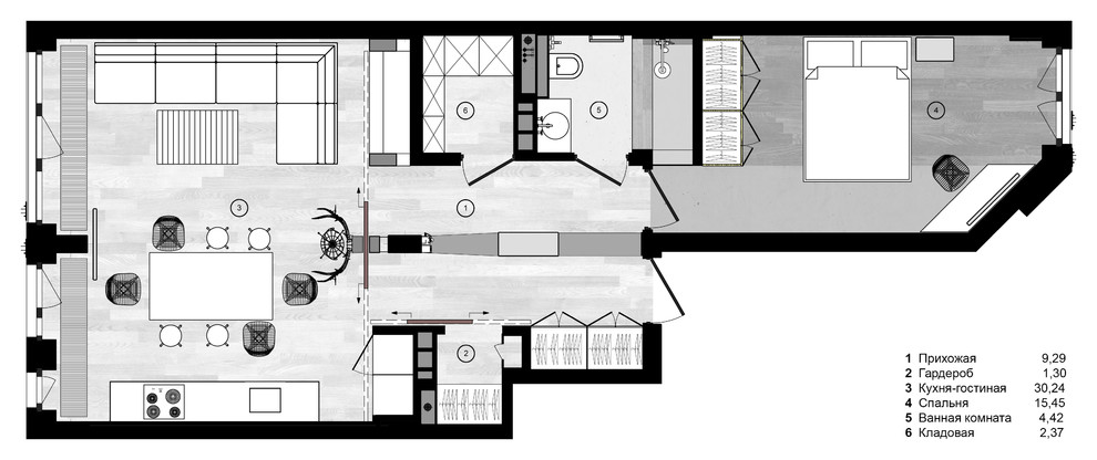 Houzz Украина: Лофт с полицейским зеркалом для танцовщицы