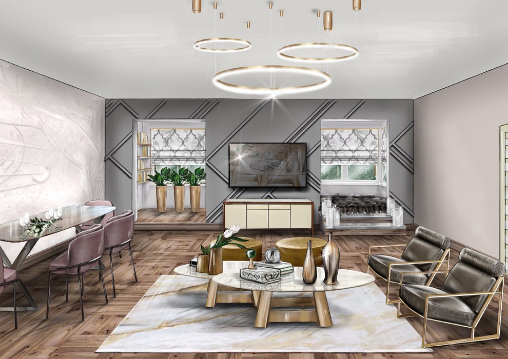 Обложка проекта: Дизайн решение гостиной-кухни