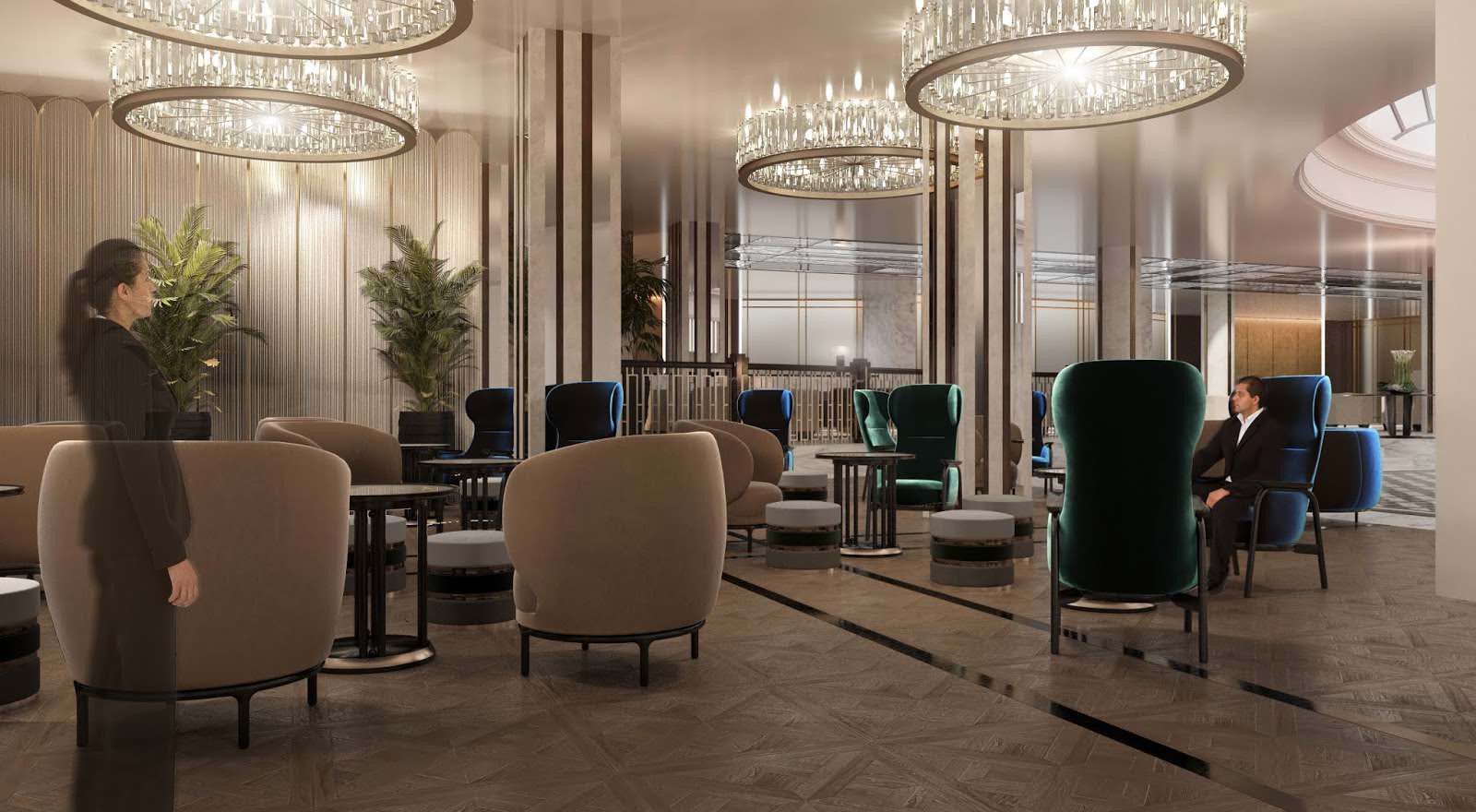 Visualizations of ground floor of Moscow Marriott Tverskaya Hotel