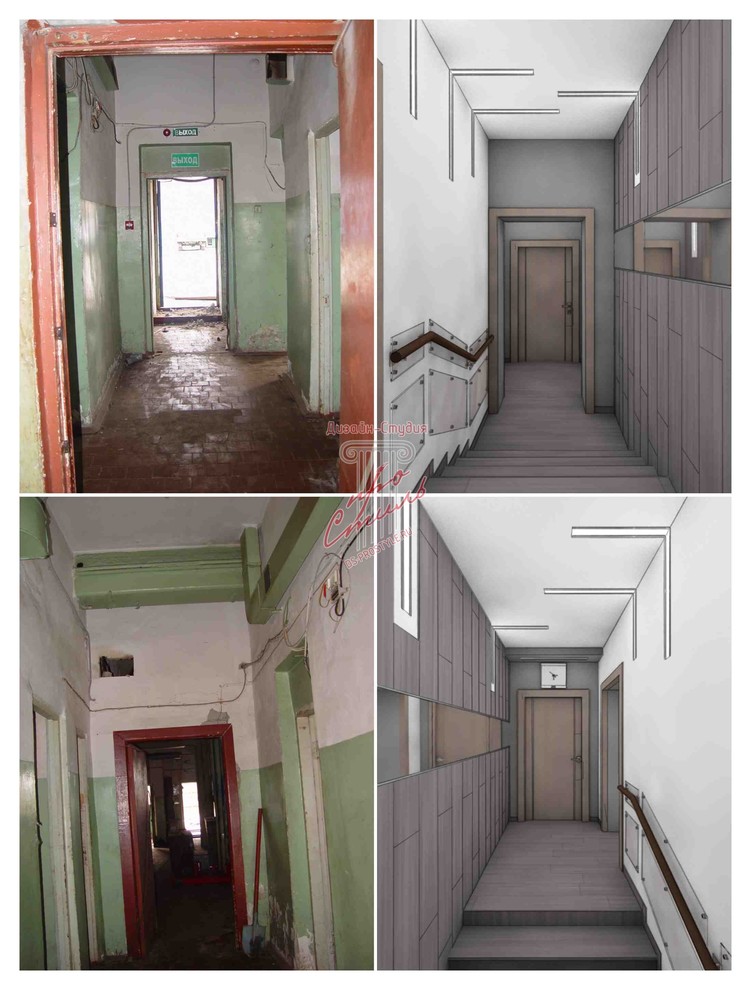 Дизайн-проект офисного здания. До и после. Визуализация.