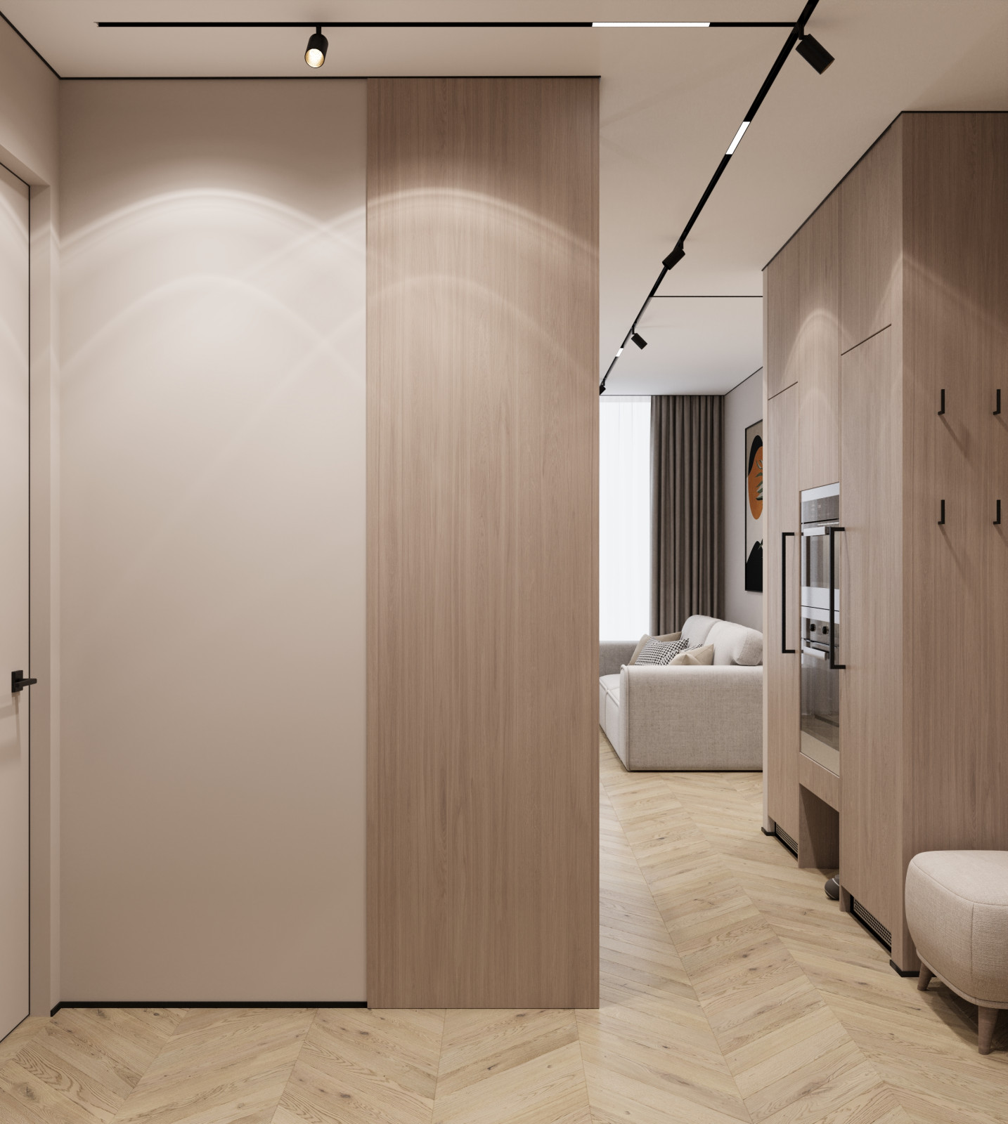 Дизайн интерьера прихожей  в квартире  ЖК "Брусника"