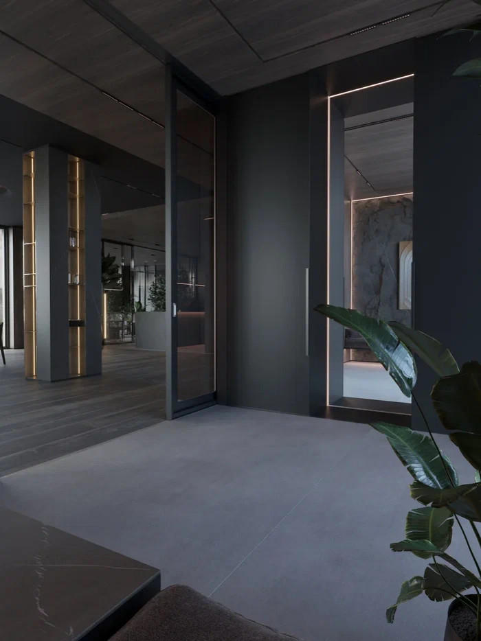 Главная зона в интерьере дома в КП Променад