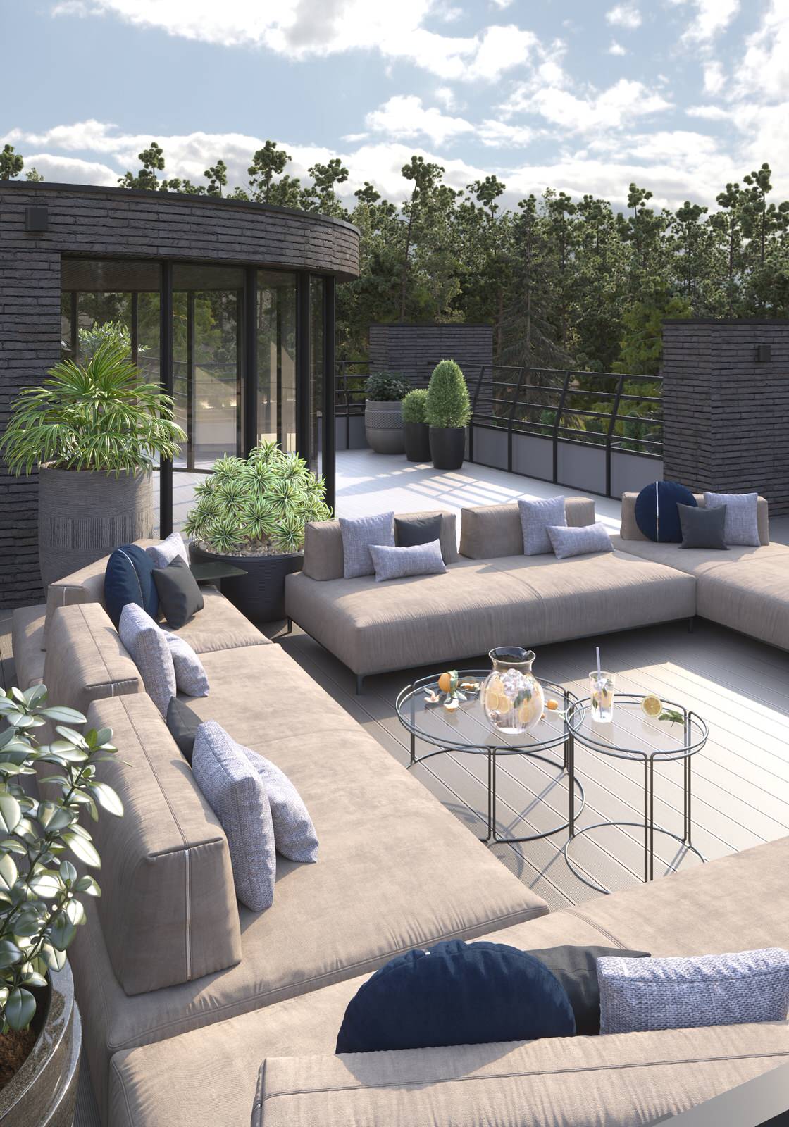 Визуализация частного архитектуры дома в современном стиле