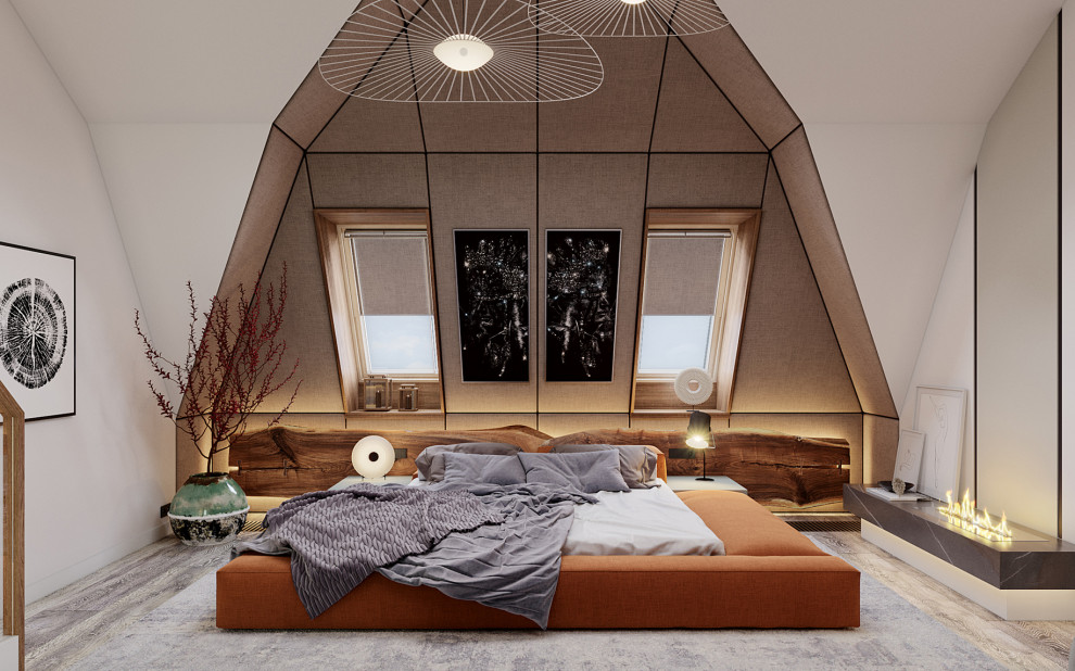 Досуговая зона с гостевой комнатой на мансарде в загородном доме