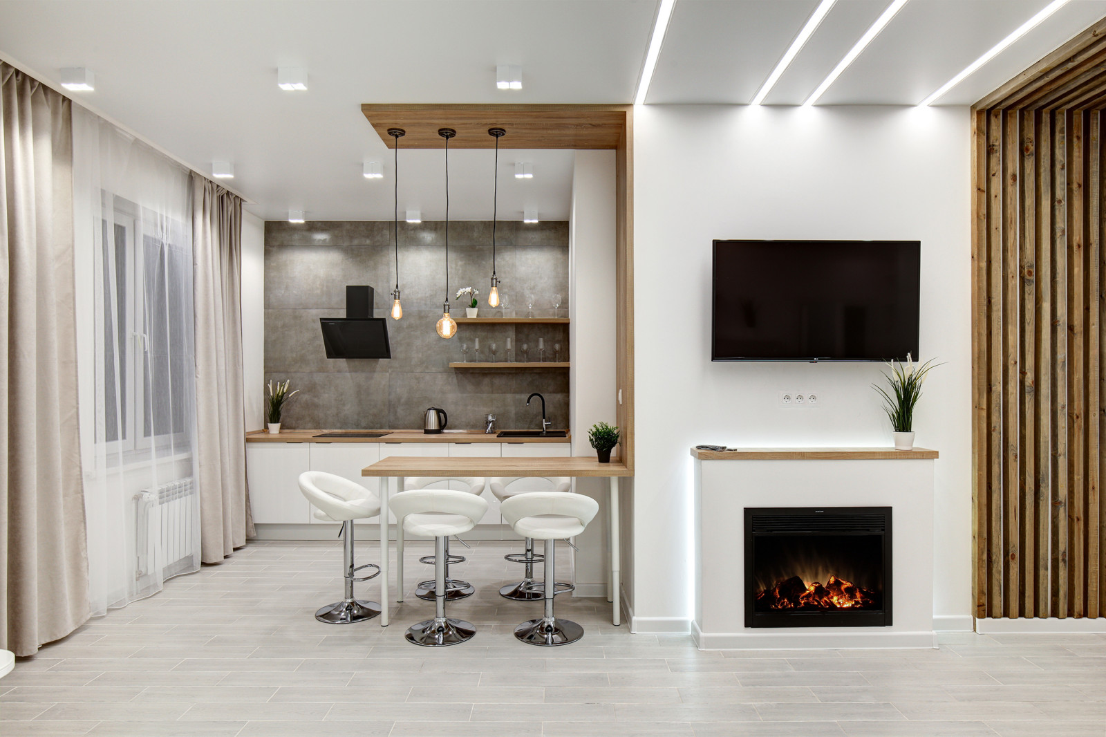 Зона гостиной / кухни