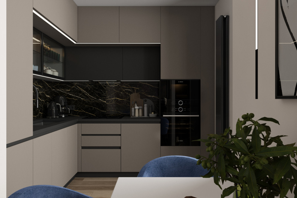 Интерьер кухни-гостиной, дизайнер Наталья Шевлякова