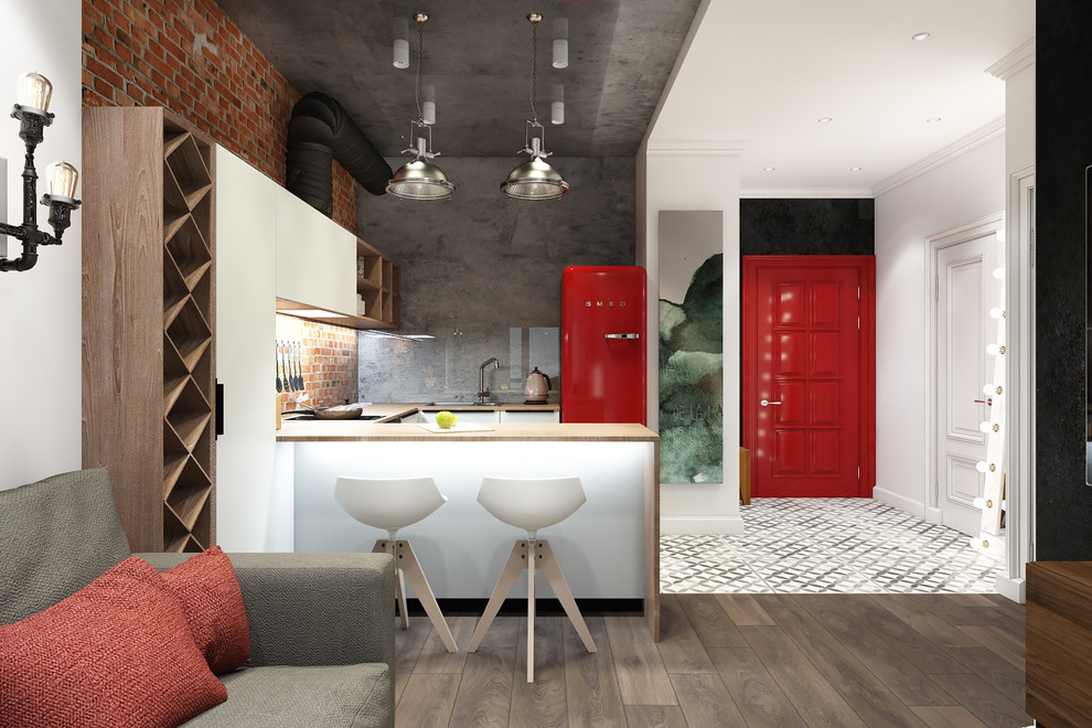 Лофт с красными акцентами