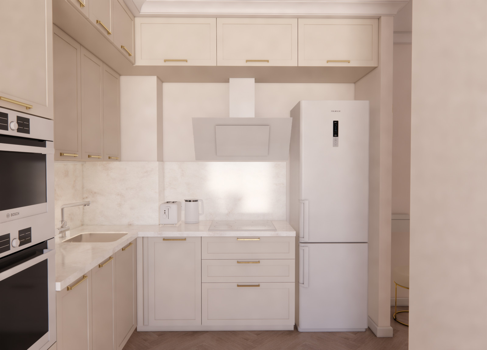 Угловая кухня до потолка