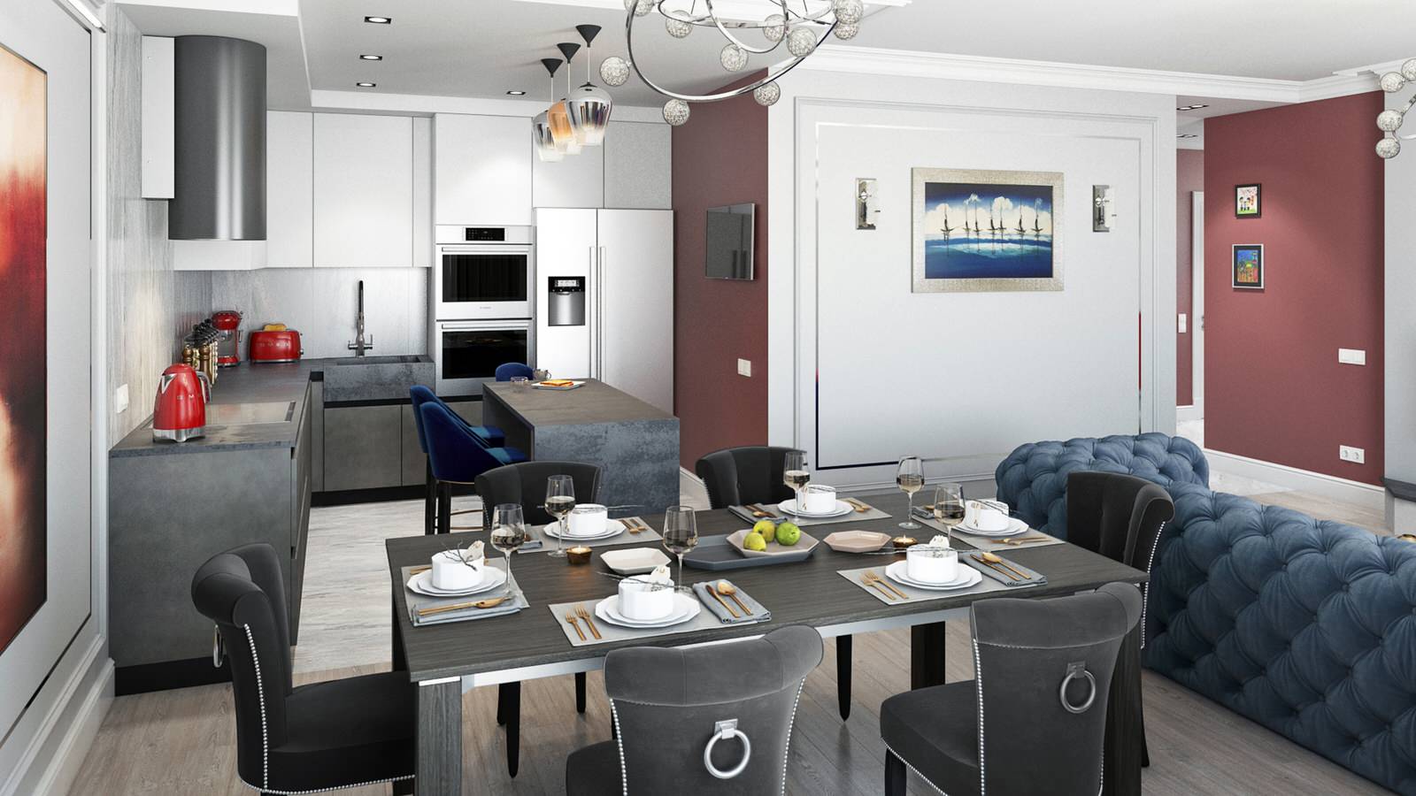 Интерьер квартиры в ЖК Wellton Park (95,7 кв.м.) "Палитра"