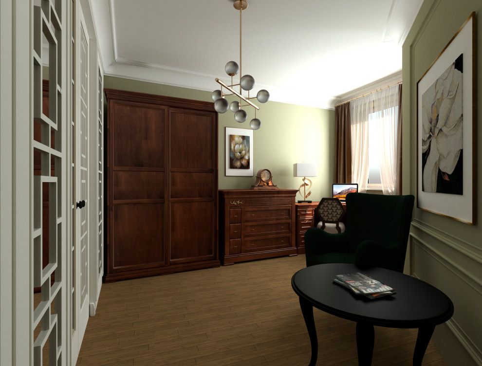 Сложное зонирование: спальня+кабинет+коридор. Обновление лоджии и детской.