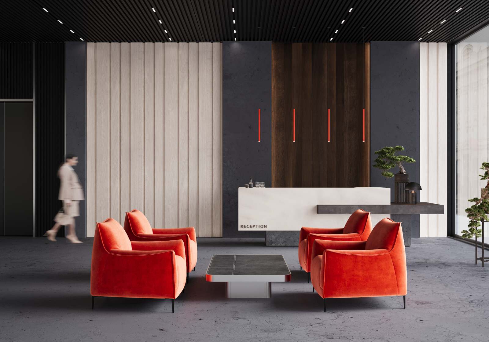 3д визуализация мягкой мебели в интерьерном окружении