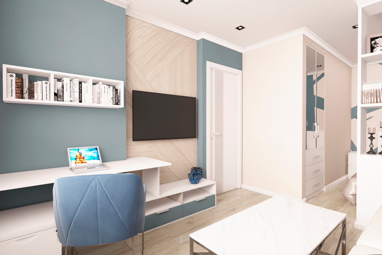 Дизайн 1  комнатной квартиры в ЖК "Аврора-парк", г.Краснодар