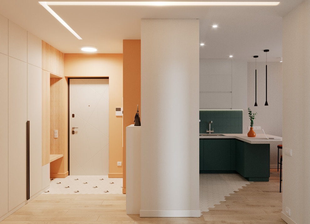 Евро однокомнатная квартира с яркими акцентами в ЖК Атмосфера