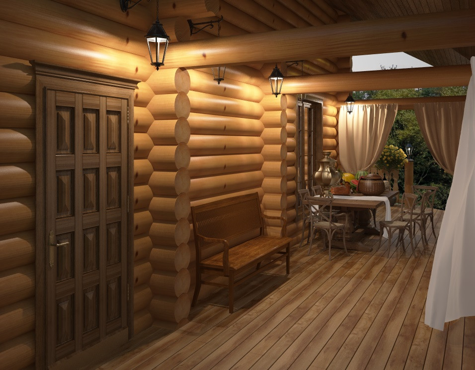 Дизайн дома из оцилиндрованного бревна