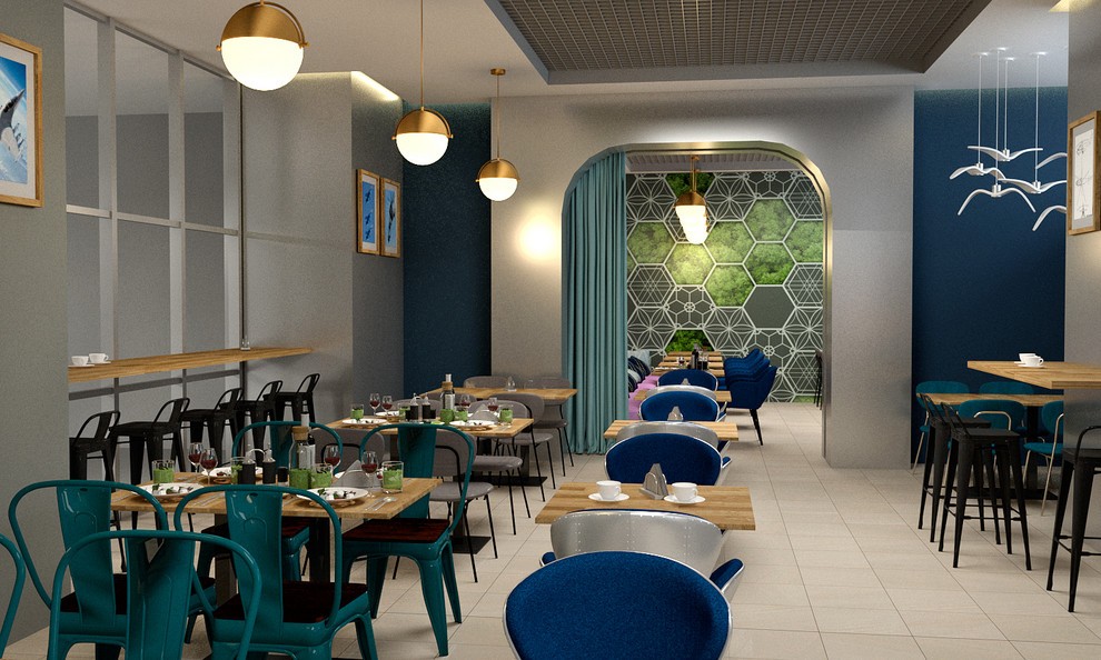 Обложка проекта: Дизайн - проект кафе в БЦ "Авиатор"