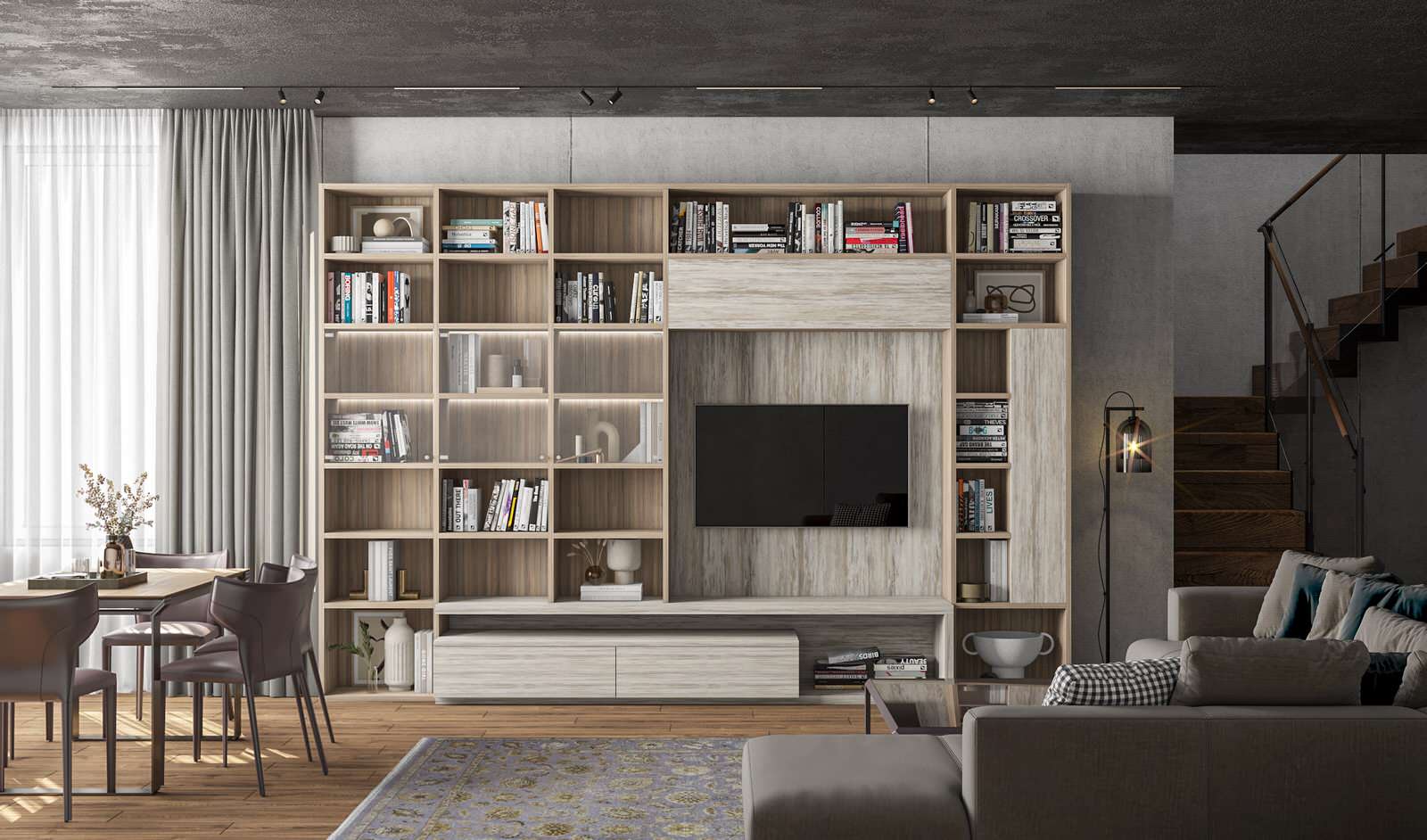 Обложка проекта: Книжный шкаф-стеллаж в гостиную