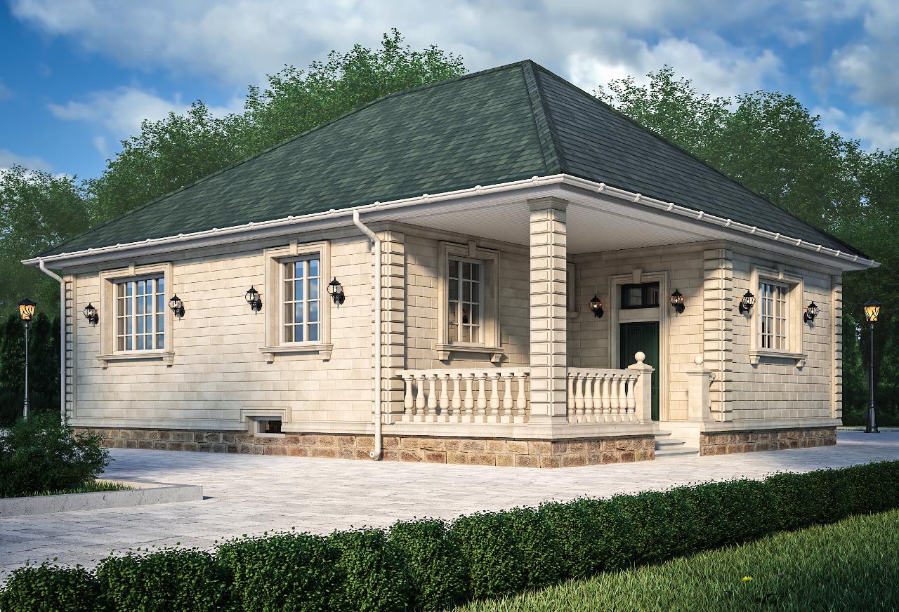 Фасад домовладения облицованный натуральным дагестанским камнем