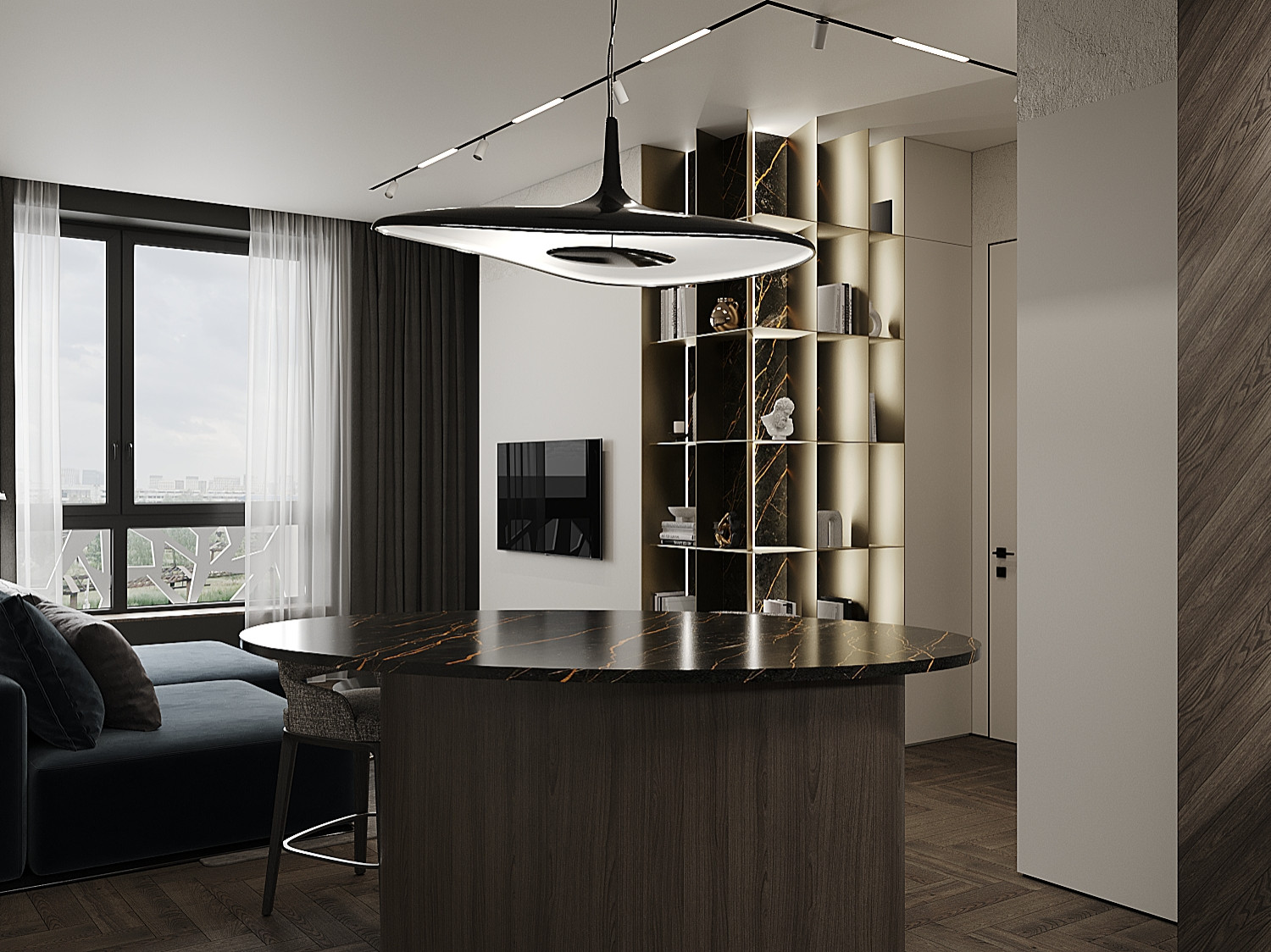 Обложка проекта: Квартира-студия в холодных тонах