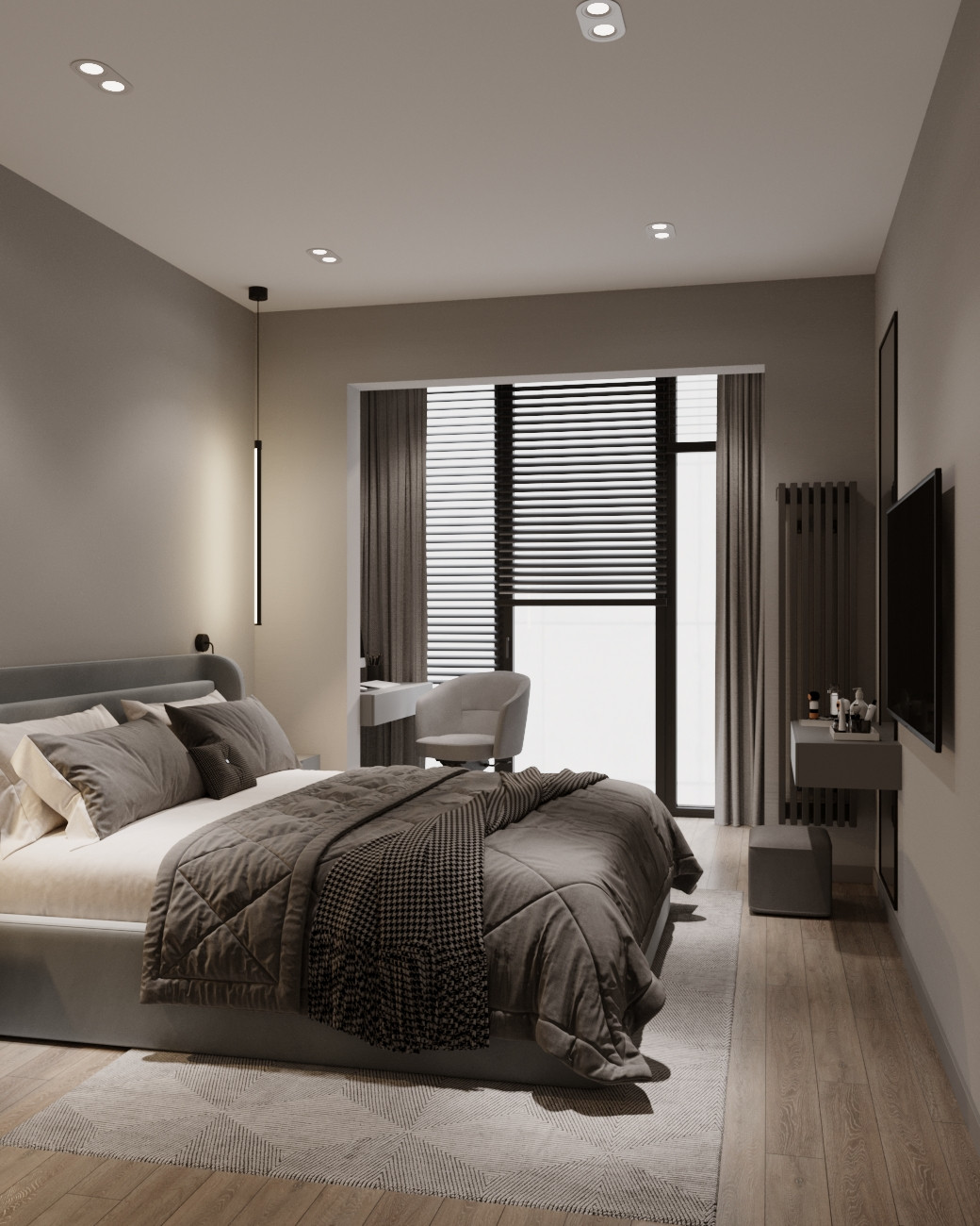 Современный минималистичный дизайн интерьера для молодой пары