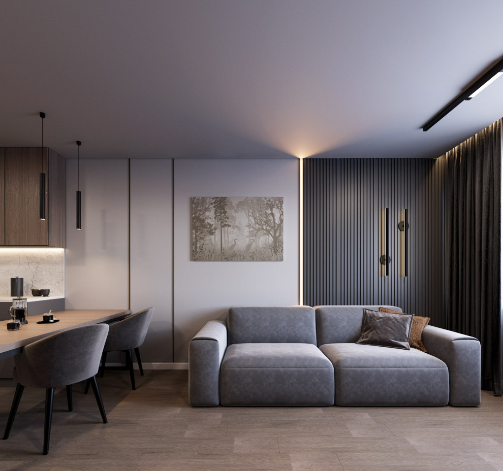 Дизайн "Брутальный серый с добавлением дерева"