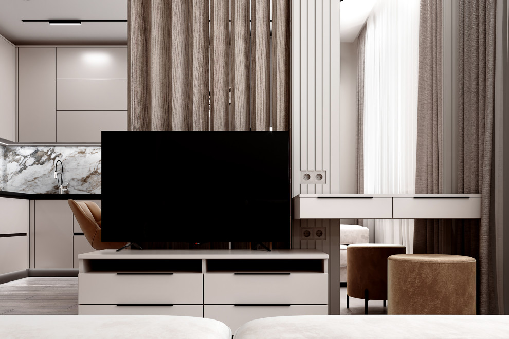 Светлый дизайн квартиры студии