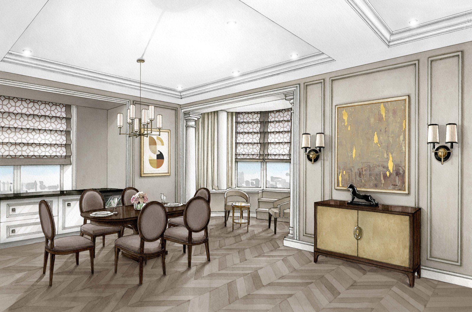 Эскизы интерьера для проекта Полины Пидцан "ROOMLOOK"