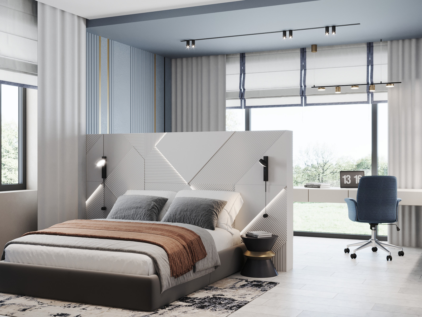 Дизайн-проект дома в голубых тонах