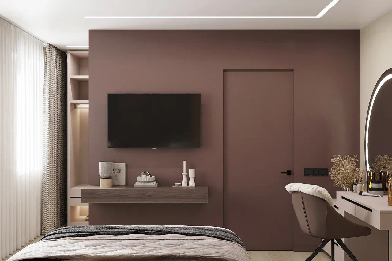 Квартира с двумя спальнями в современном стиле в теплых тонах