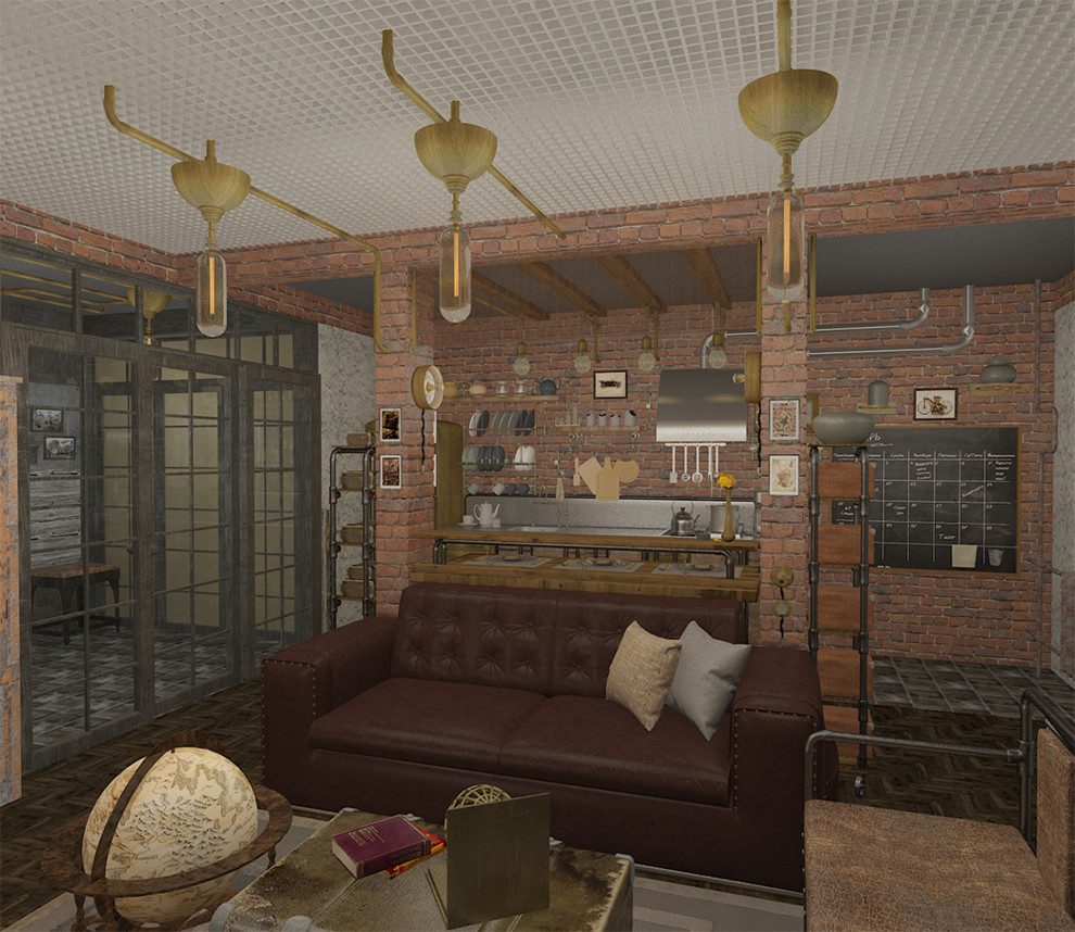 Гостиная студия в стиле Стимпанк.