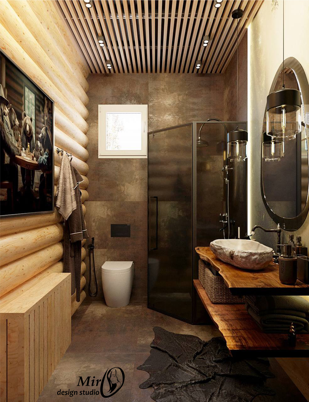 Обложка проекта: Интерьер санузла в деревянном доме