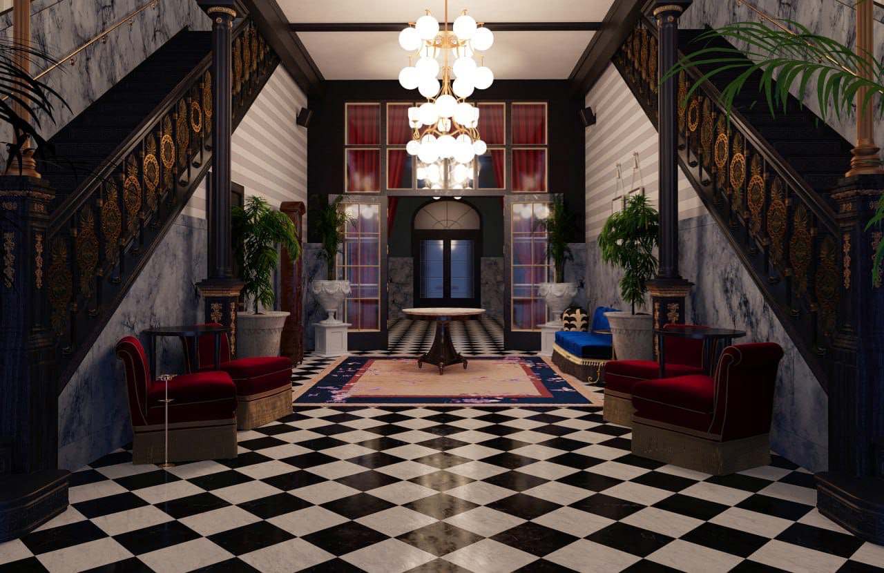 Визуализация холла в отеле Maison de la Luz