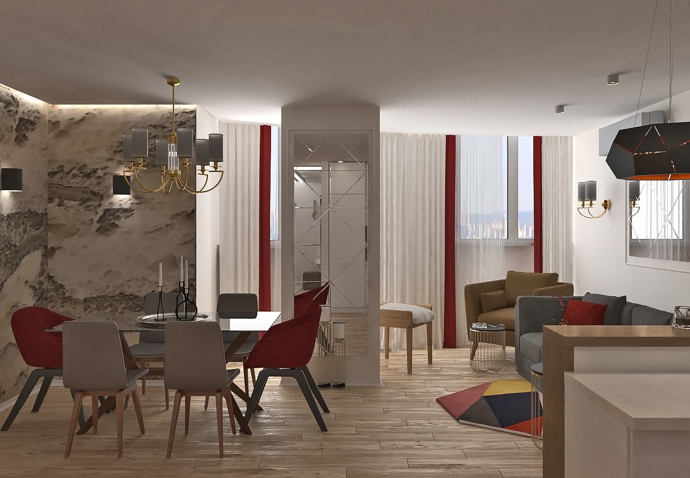 Квартира 40 м2 с элементами классики