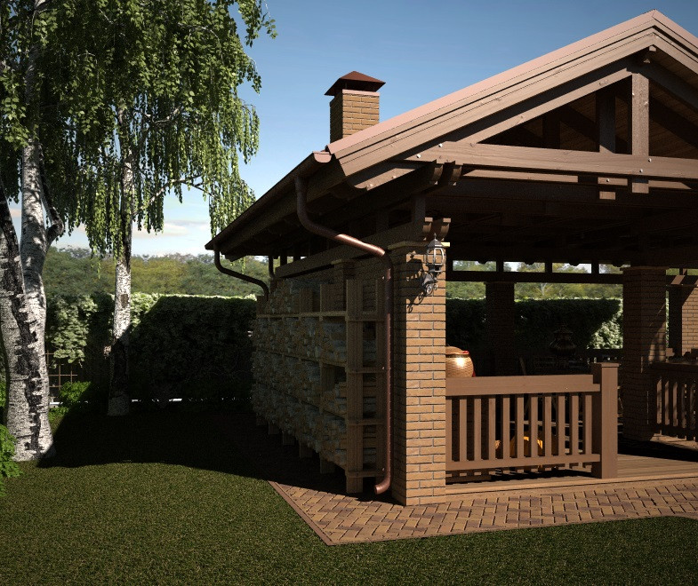 Ландшафтный дизайн для дома из оцилиндрованного бревна