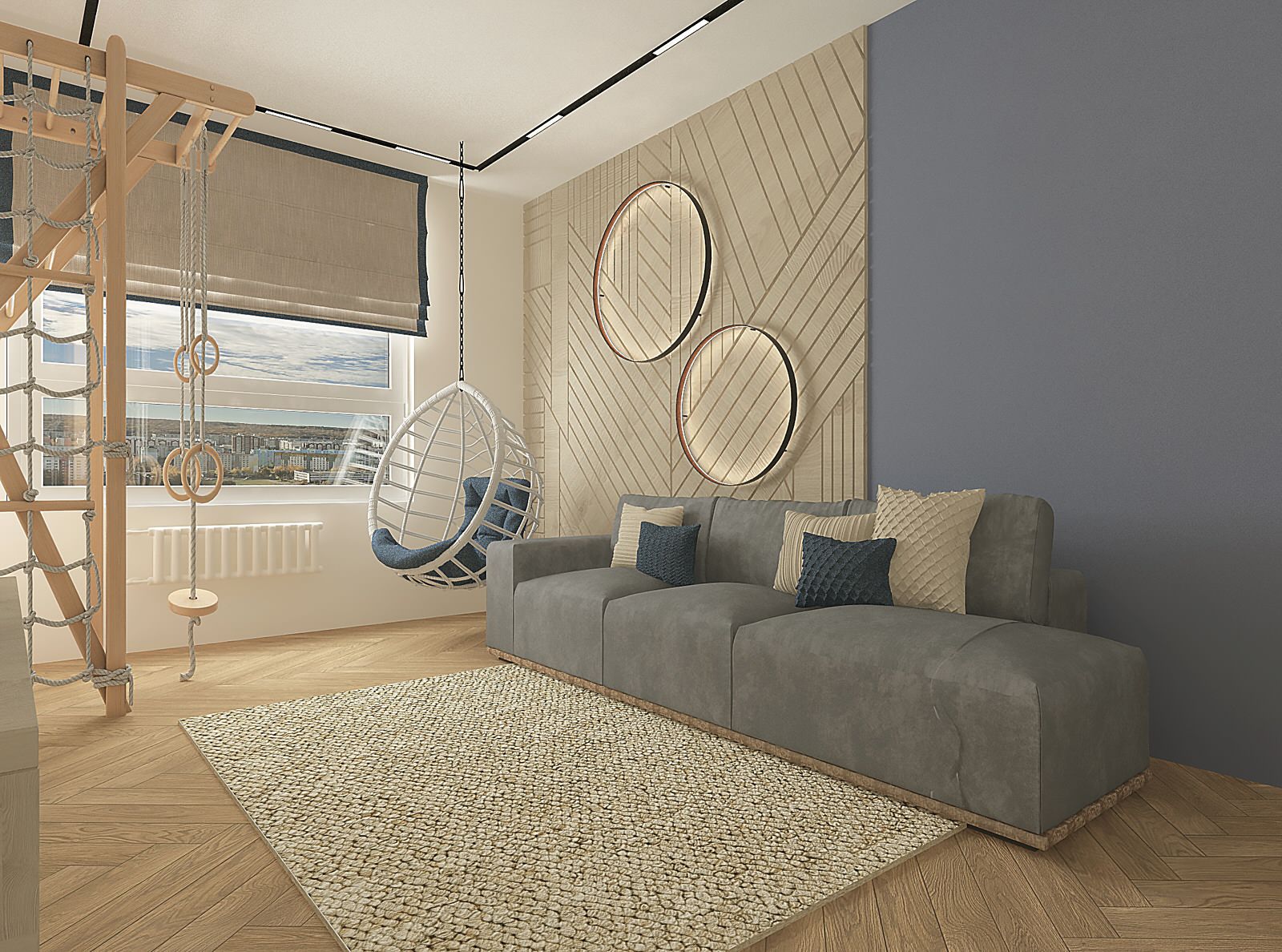 интерьер 4х комнатной квартиры для молодой семьи с 3 детьми