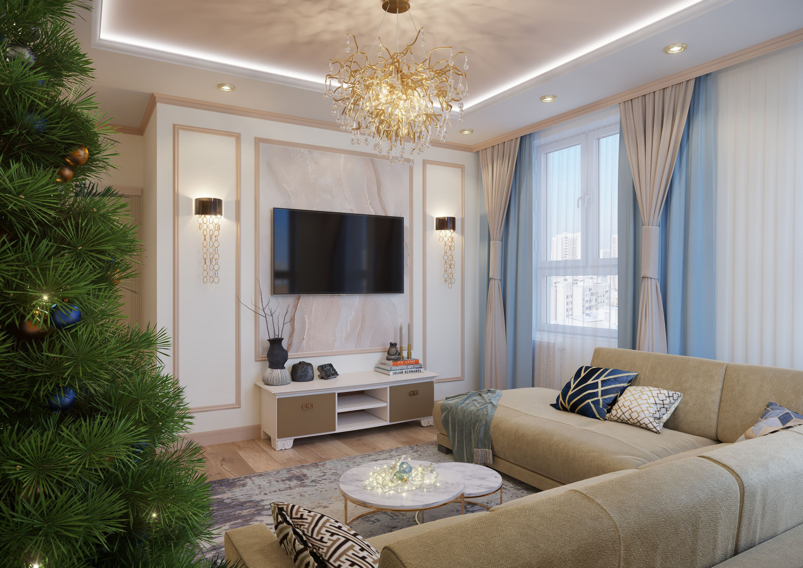 Обложка проекта: Гостиная в карамельной цветовой гамме