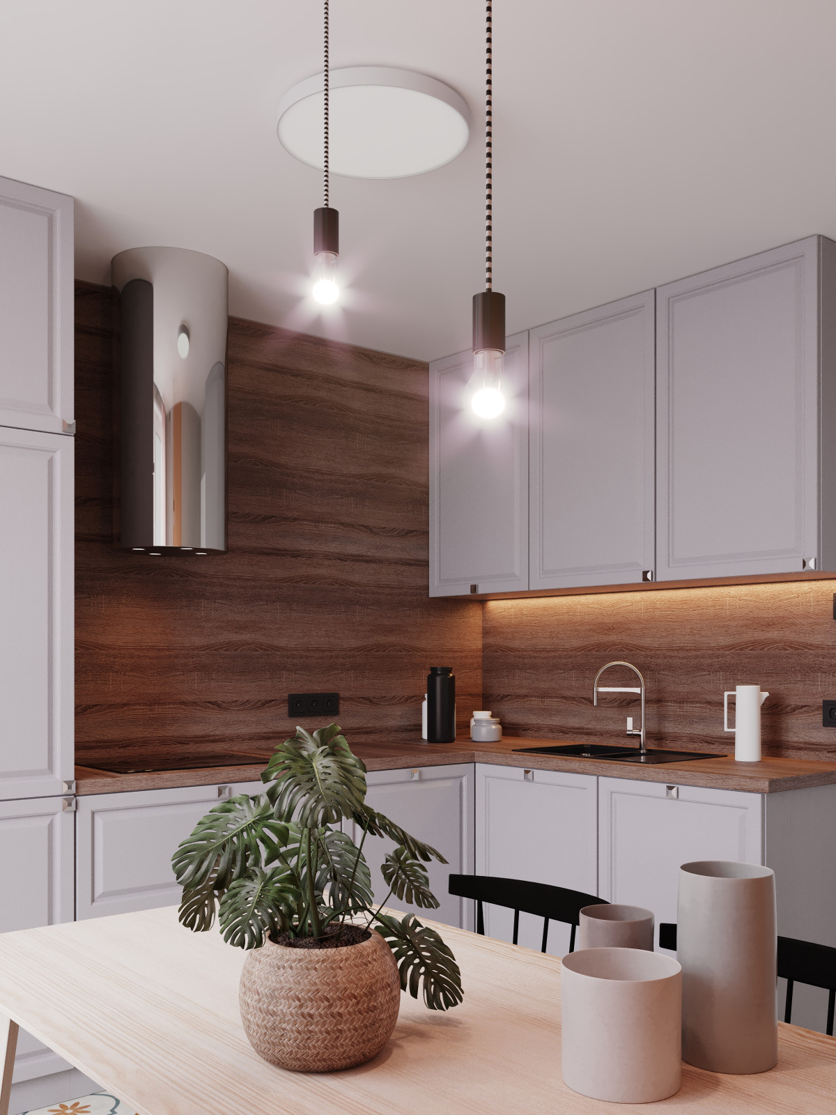 3D визуализация двухкомнатной квартиры в скандинавском стиле