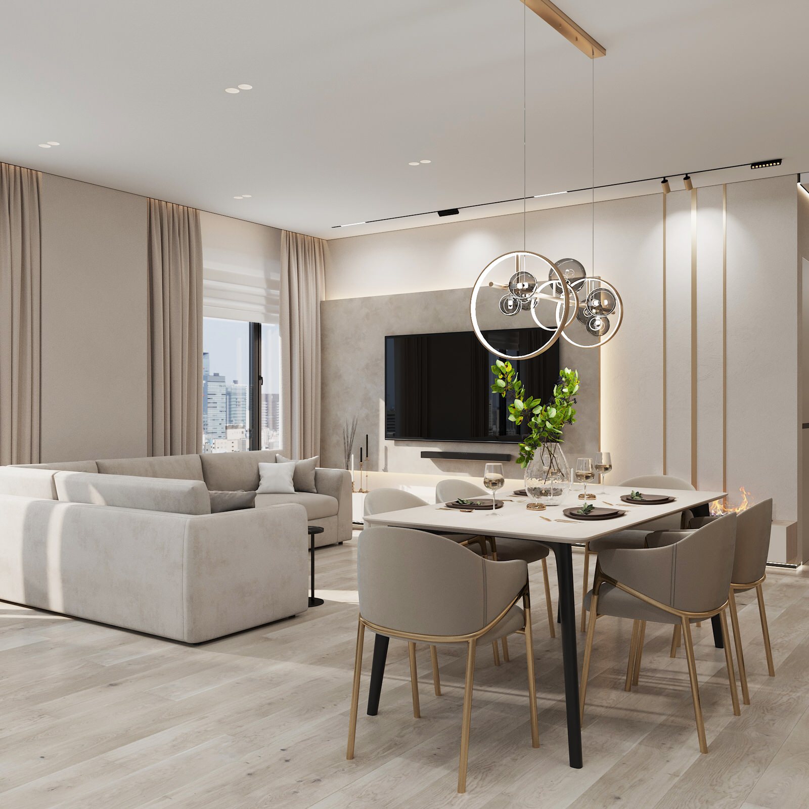 2023г. Интерьер квартиры 134 м2 в ЖК "Чикаго"