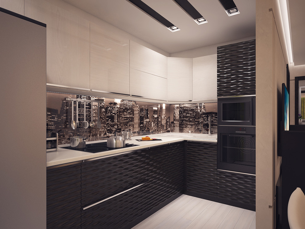 гостиная совмещенная с кухней в современном стиле