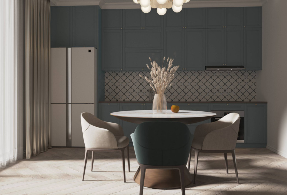 Кухня и гостинная в стиле неоклассика