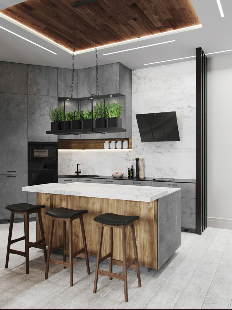 Бетон, дерево и камень