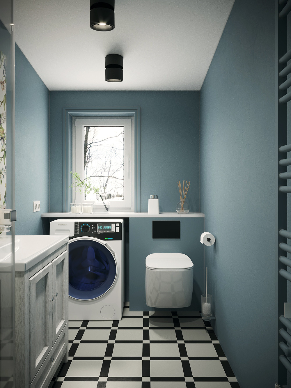 Обложка проекта: Санузел в голубых тонах