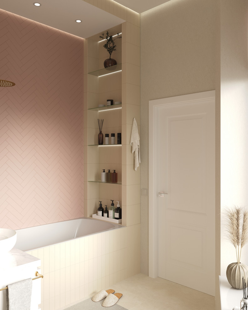 Ванная в пастельных тонах