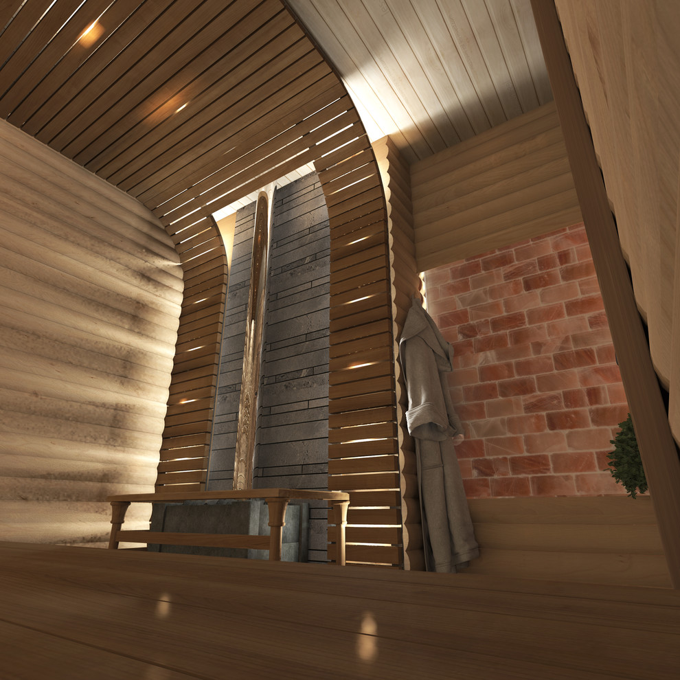 Интерьеры двухэтажной бани. Парная(вариант 2)